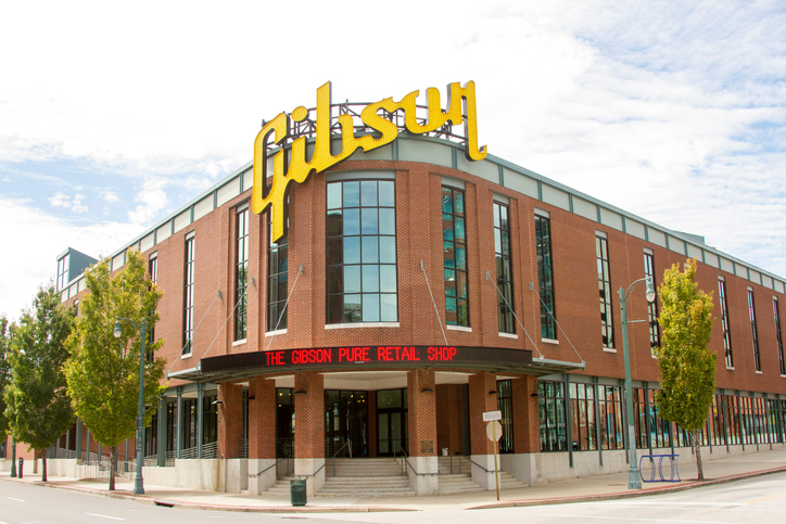 Memphis, TN, USA - September 15, 2014 :  Gibson Guitar factory showcase located on Beale Street in Memphis TN